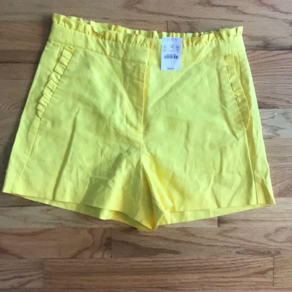 J. Crew Pants - Yellow shorts brand new with ruffle trim